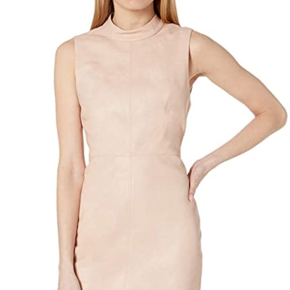 BCBG Midi Bare Pink Leather Dress Size 2 NWT $248